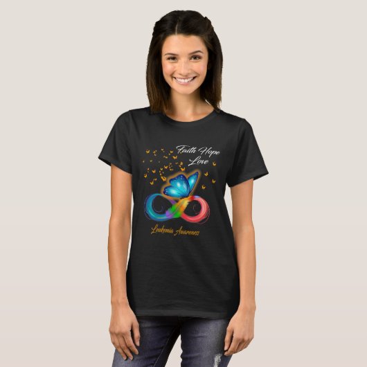 Butterfly Faith Hope Love Leukemia Awareness T-shirt (Voorkant volledig)