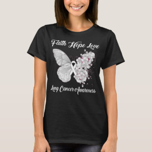 Butterfly Faith Hope Love Lung Cancer Awareness T-shirt