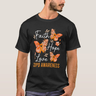 Butterfly Faith Hope Love Ribbon COPD Awareness T-shirt