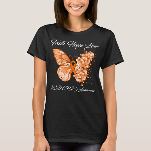 Butterfly Faith Hope Love RSD CRPS Awareness T-shirt (Voorkant)