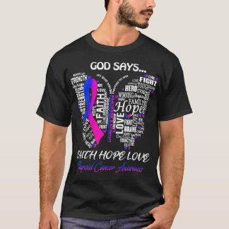 Butterfly Faith Hope Love Thyroid Cancer Awareness T-shirt