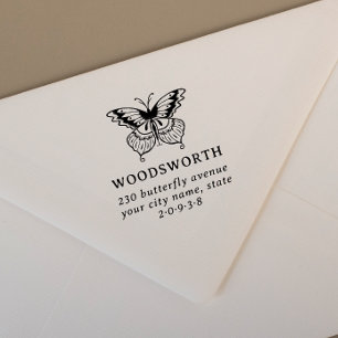  Butterfly Familienaam Return Address Zelfinktende Stempel