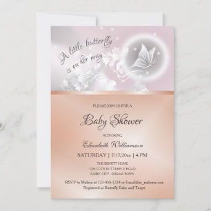 Butterfly Fantasy Roos Baby shower goudolie Kaart