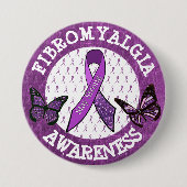 Butterfly Fibromyalgia Awareness Ribbon Button (Voorkant)