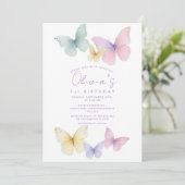 Butterfly First Birthday Girl Invitation (Debout devant)