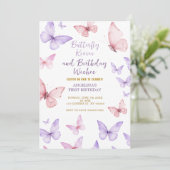 Butterfly First Birthday Invitation Girl (Debout devant)