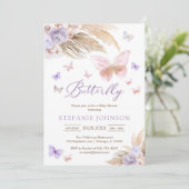 Butterfly Floral Baby Shower Invitation (Debout devant)
