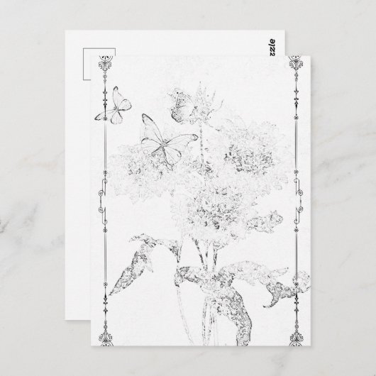 BUTTERFLY FLORAL | Cartes postales peignables© (Devant / Derrière)