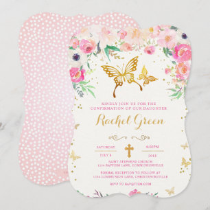 Butterfly Floral Confirmation Invitation Kaart