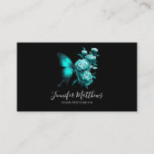 Butterfly Floral Elegant Script Zwart Visitekaartje (Voorkant)