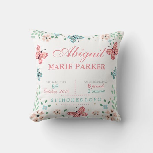 Butterfly Floral Garden Baby Stats Coussin (Recto)