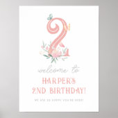 Butterfly Floral Girl Affiche de bienvenue fête d' (Devant)