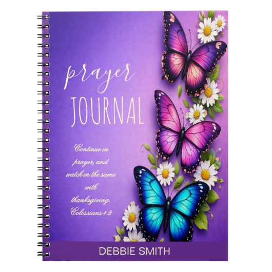 Butterfly Floral Personalized Prayer Journal (Devant)