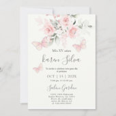 Butterfly Floral Quinceañera Kaart (Voorkant)