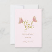 Butterfly & Flowers Pink Leuk bedankje Bedankkaart (Achterkant)