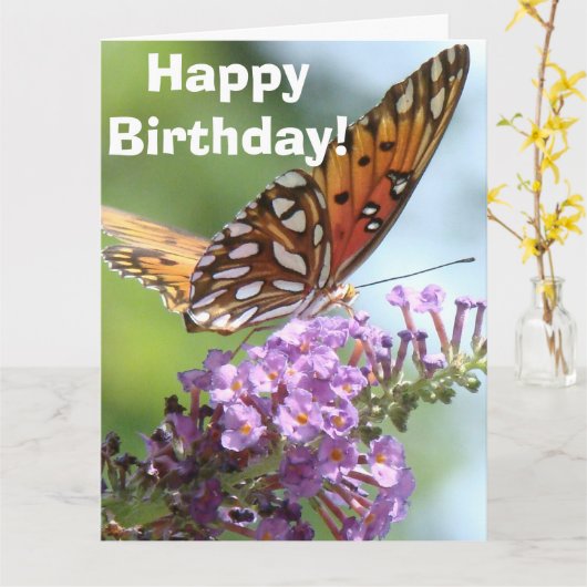 Butterfly Flowers Verjaardag Groot Wenskaart Kaart (Gele Bloem)