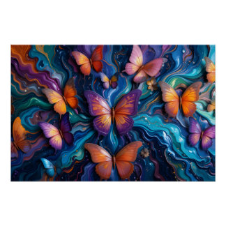 Butterfly Fluid Art Perfect Poster