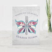Butterfly fork Chef catering Christmas card Feestdagen Kaart (Voorkant)