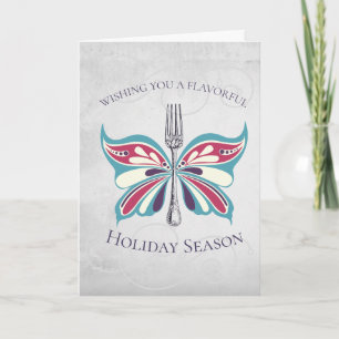 Butterfly fork Chef catering Christmas card Feestdagen Kaart