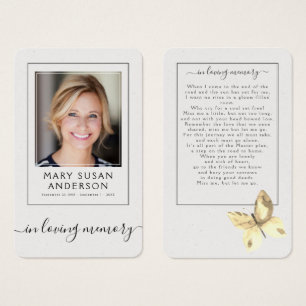 Butterfly Foto Funeral Memorial Poem Kaart