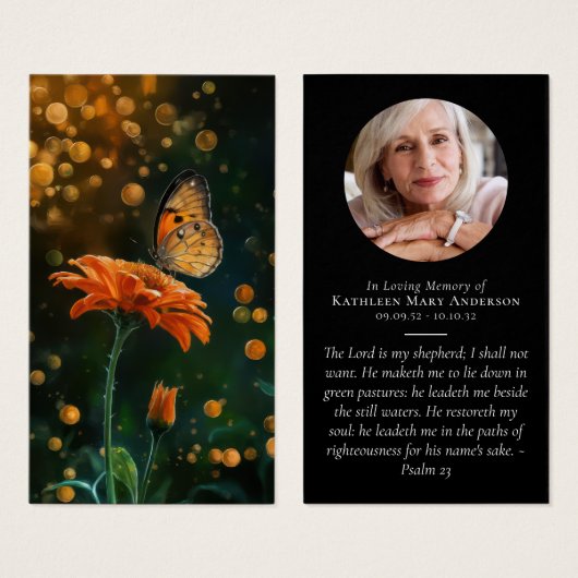 Butterfly Foto Memorial Prayer Kaart (Voorkant /achterkant)