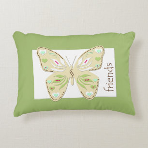 Butterfly Friends Accent Pillow avocado en beige Kussen