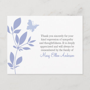 Butterfly Funeral Note Card Flat Bereavement Note Bedankkaart