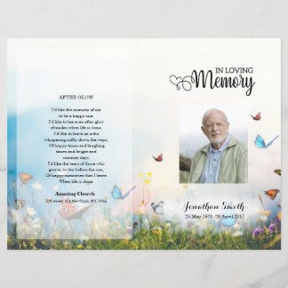 Butterfly Funeral Program sjabloon