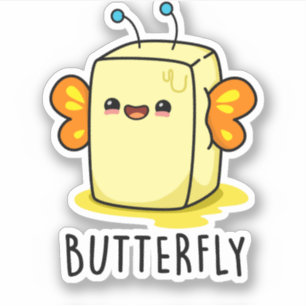 Butterfly Funny Butter met Wings Pun Sticker