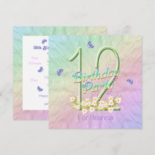 Butterfly Garden 12th Birthday Party Invitation Kaart