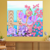 Butterfly Garden 3D Whimsey Canvas Afdruk (Insitu (Woonkamer))