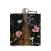 Butterfly Garden Bruiloft Zwart Heupfles (Achterkant)