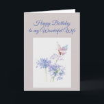 Butterfly Garden Flower Birthday Special Wife<br><div class="desc">Blue Garden Flower and Butterfly bird Birthday Special Wife Art for the wife who loves flowers,  gardening or nature</div>