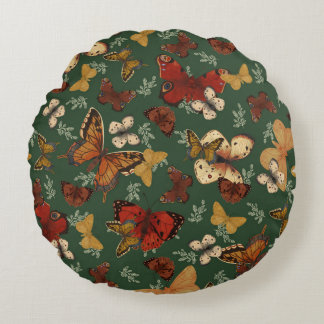 Butterfly Garden Fresh Green Pattern Rond Kussen