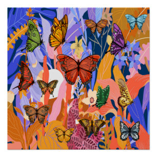 Butterfly Garden Glossy Poster Perfect Poster