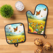 Butterfly Garden Ovenwant & Pannenlap Set (Top down)