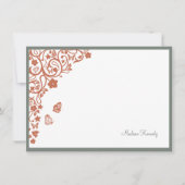 Butterfly Garden Peach Stripe Script Name Note Car Notitiekaartje (Voorkant)