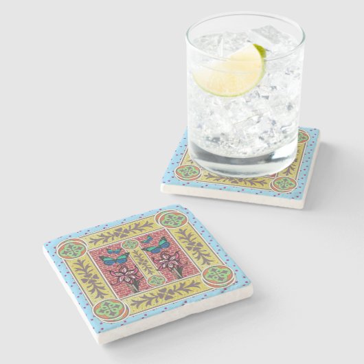 Butterfly Garden Stenen Onderzetter (Zijkant)