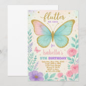 Butterfly Garden Verjaardag uitnodiging (Voorkant / Achterkant)