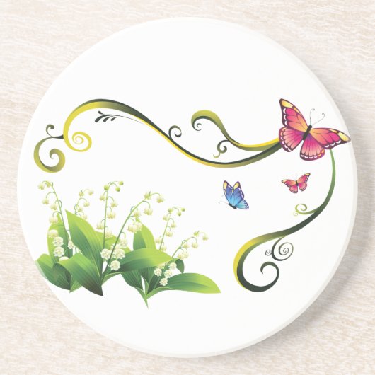 Butterfly Garden Zandsteen Onderzetter (Voorkant)