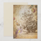 Butterfly gegraveerd Botanisch Notitiekaartje (Voorkant / Achterkant)