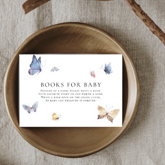 Butterfly Girl Baby Shower Books for Baby Informatiekaartje