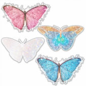 Butterfly Glitter Blue Pink 4-pc Vynyl Contour Sticker (Voorkant)