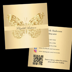 Butterfly gold QR code elegant script Vierkante Visitekaartje