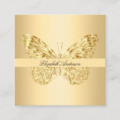 Butterfly gold QR code elegant script Vierkante Visitekaartje (Voorkant)
