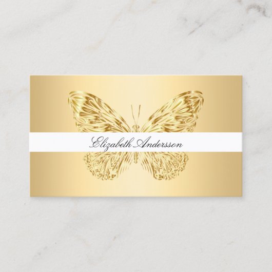 Butterfly gold QR code elegant script Visitekaartje (Voorkant)