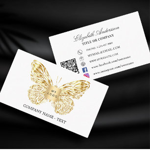 Butterfly gold white logo QR-code Visitekaartje