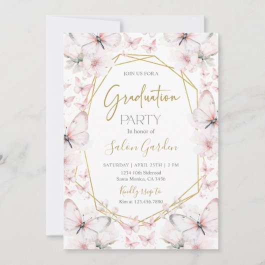 Butterfly Graduation Party Kaart (Voorkant)