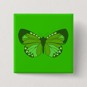 Butterfly Greens Vierkante Button 5,1 Cm