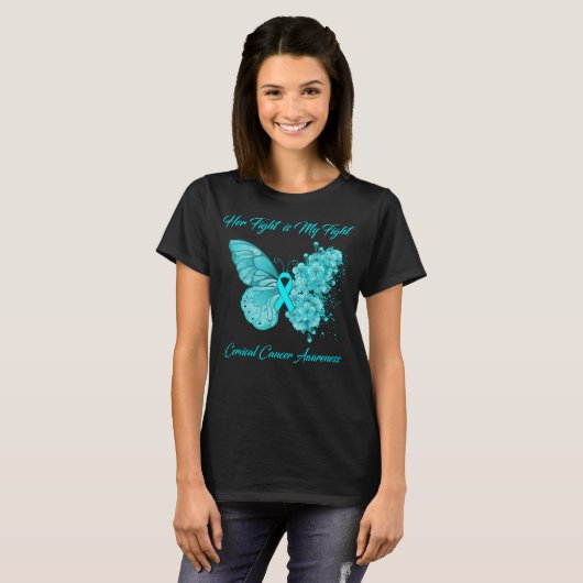 Butterfly Haar gevecht is mijn strijd tegen baarmo T-shirt (Voorkant volledig)